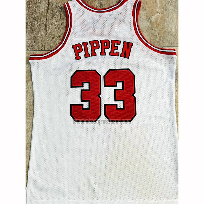 Camiseta Chicago Bulls Scottie Pippen NO 33 Mitchell & Ness 1997-98 Blanco